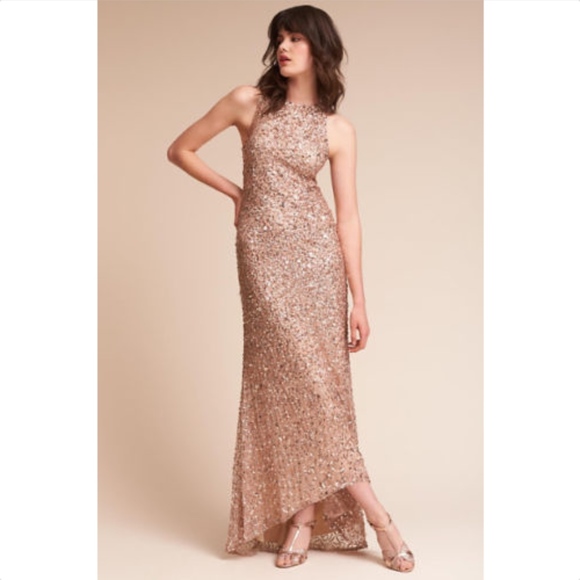 bhldn rose gold dress